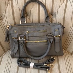 Erica Anenberg Grey Leather w/ Gold Tone hardware